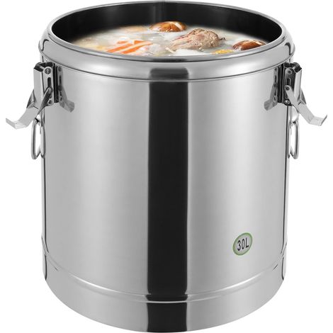 Secchio termico da 30 litri - Contenitore termico per zuppe - Realizzato in acciaio inox 201 e 304 - Per adulti - Per zuppe e pappe per bambini - Ideale da portare in viaggio