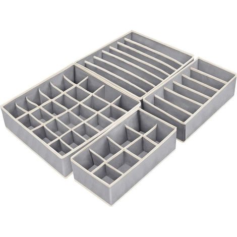 Organisateur de tiroir pliable Non tissé, rangement de sous-vêtements, soutien-gorge chaussettes, compartiment boîte de rangement, séparateurs de vêtements, gain de place (1/5)