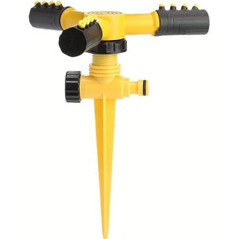 Arroseur rotatif automatique à 360° pour insertion dans le sol, outil d'irrigation goutte à goutte pour jardin et pelouse (Jaune) (1/4)