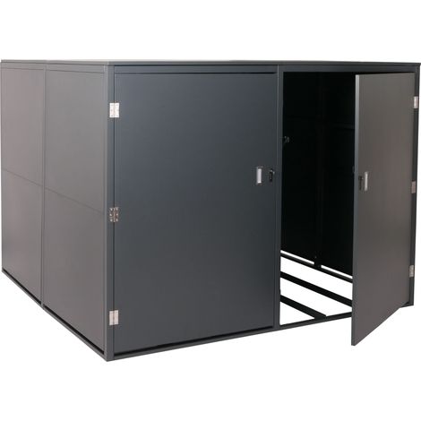 [NON UTILIZZATO] Garage per 4 biciclette HHG-859c, rimessa con deposito, in metallo con serratura 160x222x208cm, antracite
