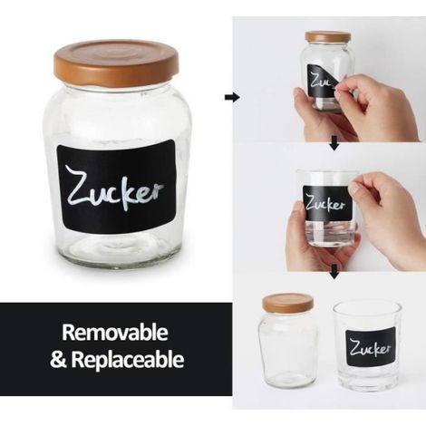 150 étiquettes Cuisine Haute qualité en Noir Mat pour Pots et bocaux. Etiquettes Autocollantes Vierges en Format Ardoise pour boîtes (1/3)