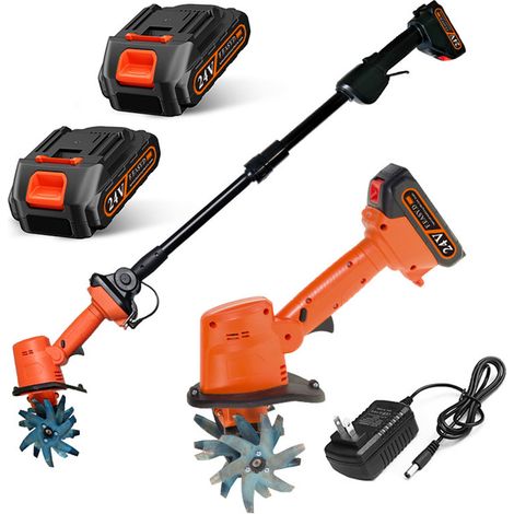 Esip – Motobineuse électrique sans fil 21V – 2 batteries lithium-ion – Vitesse 235 tr/min – Largeur de travail 10 cm – Poids léger 1,2 kg