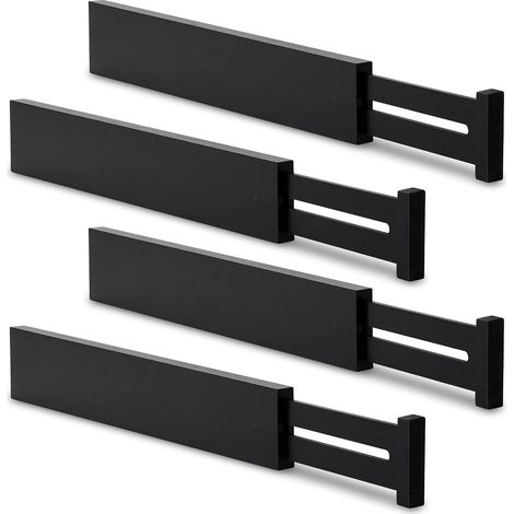 4pcs Adjustable Bamboo Kitchen Drawer Dividers Black (1/5)