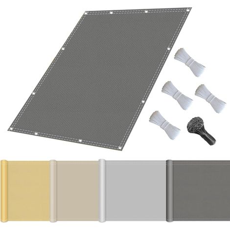Voile d'ombrage avec cordes de fixation - 2 x 4 m - Imperméable - Protection UV - Protection contre le vent - En polyester - Rectangulaire - Indéchirable - Avec œillets - Pour jardin, terrasse, balcon (1/5)