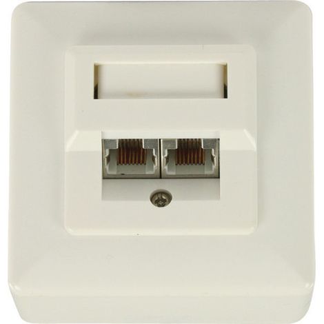 Placa de pared RJ45 con 2 conexiones de red RJ45 Valueline