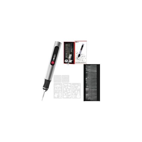Stylo de gravure, outil portable sans fil ultime pour artistes et bricoleurs – Gravez plus de 50 surfaces – Adapté aux débutants – Rechargeable – 30 embouts, guide de maîtrise et pochoirs (1/3)