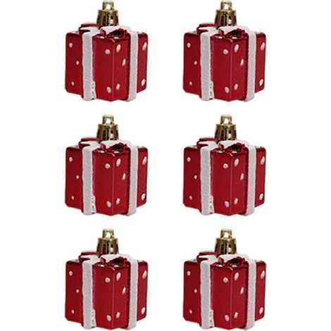 Coffret cadeau de 6 décorations à suspendre pour sapin de Noël, pendentifs de Noël, cadeaux de fête pour jardin, fenêtre, balcon ou bureau-Red (1/5)