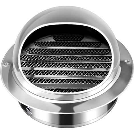 Rejilla de ventilación de acero inoxidable, rejilla tipo cúpula con mosquitera, para abertura de 200 mm de diámetro, color plata. (1/5)