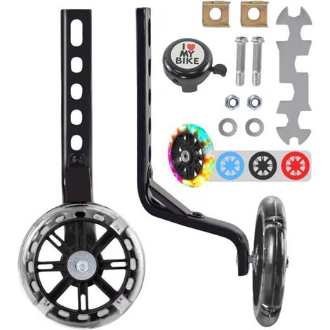 Roues stabilisatrices vélo – Flash silencieuses – Pour 12-20 pouces – 1 paire noire – Enfant (1/5)