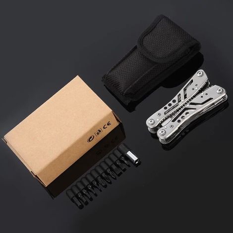 Pince multifonctionnelle portable pliable en acier inoxydable pour le camping et la survie en extérieur (1/5)
