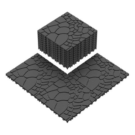 Dalles de Terrasse Imitation Pierre 30 cm, Module Emboîtable Facile à Poser, Idéales pour Jardin, Balcon, Piscine (44 Pièces, Gris Foncé) (1/5)
