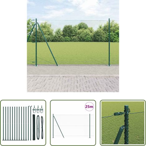 vidaXL Sécurité extérieure - Poteau de clôture. Vert 25 x 1,6 m (maillage de 13 mm) (1/5)