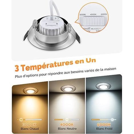 Spot LED Encastrable Dimmable 6W 640LM 3CCT (1/4)