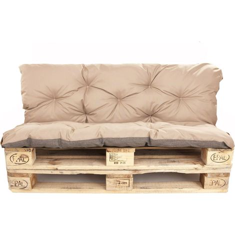 Coussins palettes 120x60 Assise et Dossier 120x40cm, coussins de palette, coussins de canapé de jardin Beige, coussin palette exterieur (1/5)