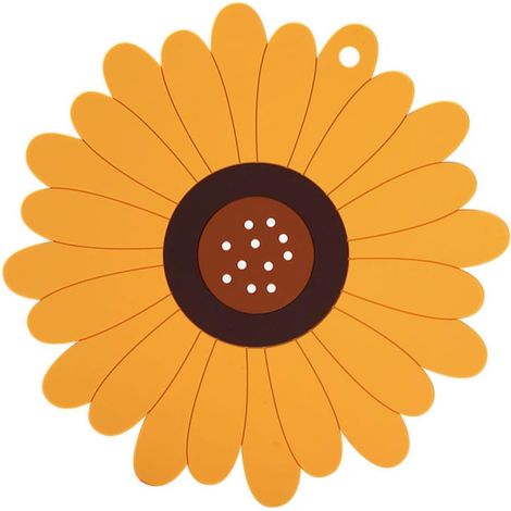 Salvamanteles de silicona con forma de girasol, resistente al calor, anti-quemaduras, multiusos, resistente al aceite, decorativo, para uso diario. (1/5)