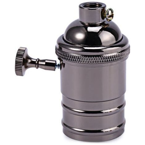 2 Stück Vintage-Lampenfassungen, Edison Vintage E27 Lampenadapter mit kabellosem Retro-Kronleuchterschalter, schwarz (1/4)