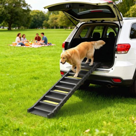 Rampa para Perros Plegable 154 cm Rampa para Perros para Coche Cama con 10 Escalones Antideslizantes Carga 68 kg Negro (1/5)