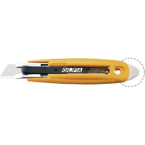 Cutter de sécurité OLFA avec lame rétractable de 17,5 mm et coupe-ruban.