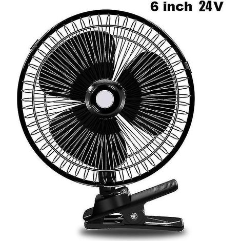 Elektrischer Sommerventilator (12/24 V) für Auto, Transporter und Zuhause, 2 Geschwindigkeitsstufen, mit Klemme, Schwarz, 15 cm (6 Zoll) – 12 V – 15 cm (6 Zoll) – 24 V