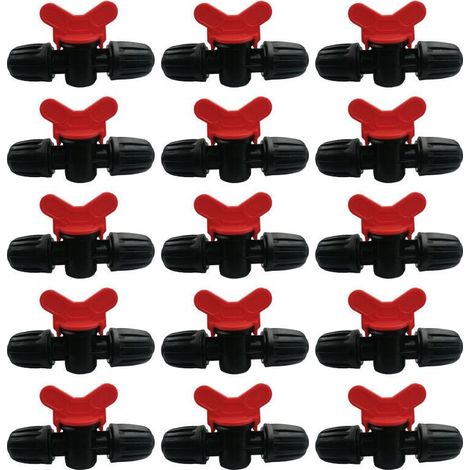 15 Pièces Vanne Interrupteur Goutte à Goutte PE Tuyau d'Irrigation 16mm Verrou Barbelé Raccord Valve Connecteur Tuyau Barbelé Valve Jardin