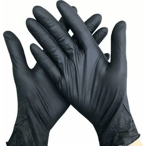 Kit 3 pz guanti nitrile guanto nero 100pz elevata resistenza lavoro esaminazione officina taglia L 519ra