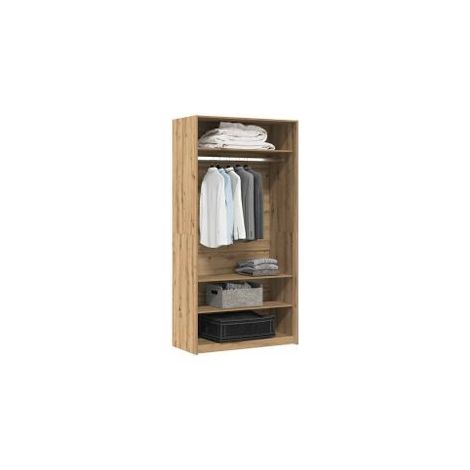 Armoire dressing 1 penderie 3 étagères 100cm - Collection Klozer-Marron clair