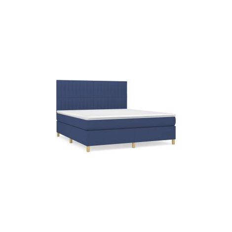 Sommier à lattes de lit avec matelas Bleu 160x200 Tissu (1/5)