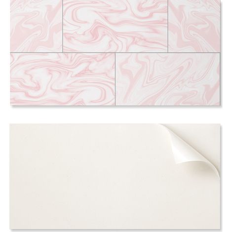 Revestimiento mural de vinilo autoadhesivo con estampado de m谩rmol y ondas, 100x50 cm.