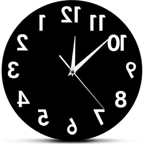 Horloge murale moderne à l'envers, fonctionnant dans le sens inverse des aiguilles d'une montre (1/3)