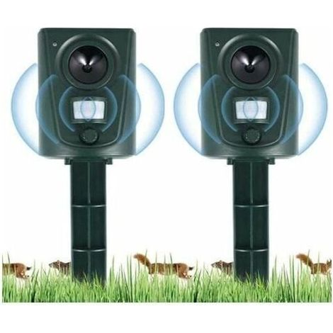 2023 2X Ultraschall Garten Katzenabwehr, Katzenabwehr mit Erdspieß Verhindert Hunde und Katzen, Vögel, für Gärten, Felder, Baumschulen, Wasserdicht (1/5)