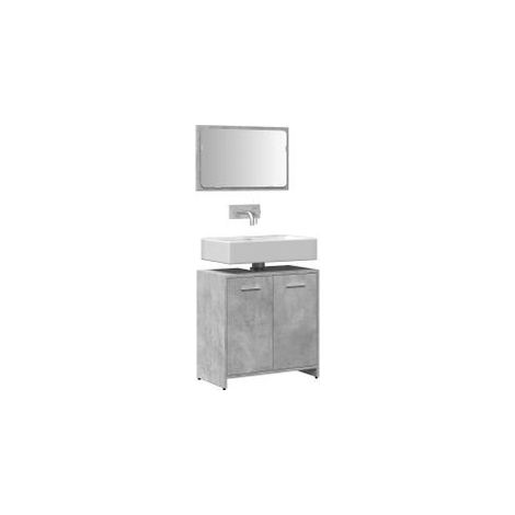 Armoire de bain avec miroir gris béton bois d'ingénierie (1/5)