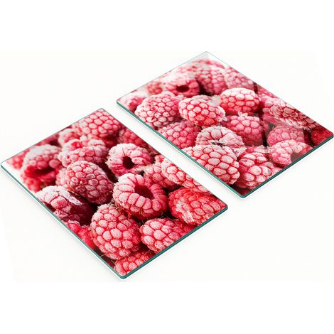 Taglieri decorativi in vetro temperato con motivo lamponi surgelati, 2x40x52 cm (1/5)