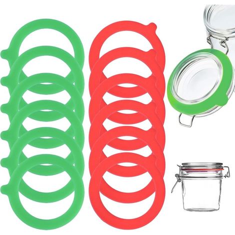 12 Pièces Joint Bocaux en Silicone (Diamètre Intérieur 70 mm,Diamètre Extérieur 95 mm), Joints de Bocal, Anneaux en Caoutchouc,pour Bocaux en Verre Pot à Bonbons Stockage des Aliments Vert/Rou (1/5)