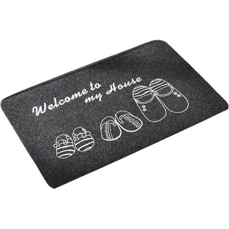 Tapis de Porte Extérieur et Intérieur,Tapis Absorbant Noir Gris,Tapis d’Entrée Antidérapant Facile à Nettoyer avec Revêtement en Caoutchouc pour Couloir,Entrée,Cuisine,Chambre(40x60 cm) (1/5)