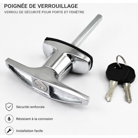 Serrure poignée en T T016 sans pêne pour porte de garage t016 réf 9635 18 × 10 × 4 cm 200 g – Livraison gratuite