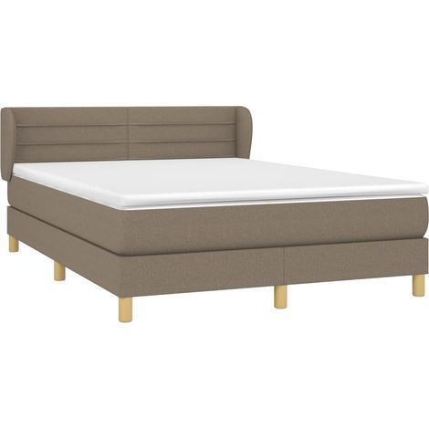 Sommier à lattes de lit avec matelas Taupe 140x190 cm Tissu vidaXL (1/5)