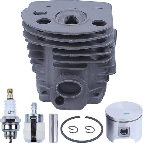 Kit de piston et cylindre 46 mm pour tronçonneuse Husqvarna 55 51, remplacement 503 60 9171, kit de reconstruction piston et cylindre, filtre à carburant, bougie (1/5)