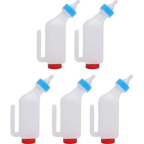 Dicke Trinkflasche für Lämmer und Ziegen, 5 Stück, mit Schnullerhalterung, für Nutztiere, 500 ml (1/5)