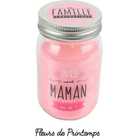 Dites-le avec des mots MO0156 Bougie parfumée Bocal Tu es une Maman en or Senteur fleurs de printemps Verre Rose D7,8xH13cm (1/5)