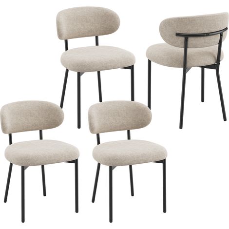 COLAMY Lot de 4 chaises de salle à manger avec dossier et pieds en métal – Chaises modernes rembourrées en tissu pour cuisine, salle à manger ou salon,marron (1/5)
