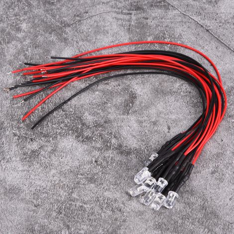 12V vorverdrahtete Leuchtdioden, 5 mm, eisblaue runde Lampenkopfperlen mit 20 cm Kabel, 10 Stück/Set (1/5)