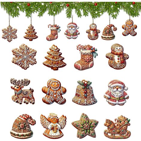 24 Pièces Decoration Noel Sapin en Bois, Decoration Sapin de Noel, Deco Sapin de Noel, Décoration Sapin de Noel, Deco Noel Sapin, Cerf Flocons Étoiles Decoration Noel Bois pour DIY Fête (1/5)