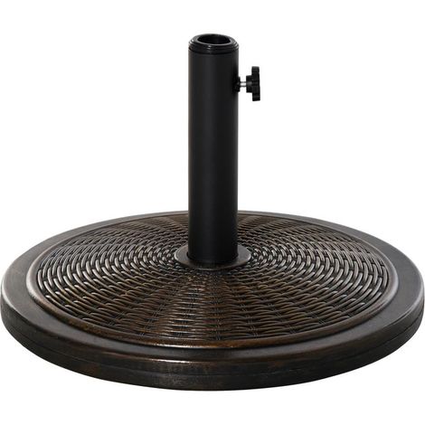 BASE PER OMBRELLONE IN CEMENTO E PLASTICA DA 14KG CON EFFETTO RATTAN Ø48X34CM. BRONZO (1/5)
