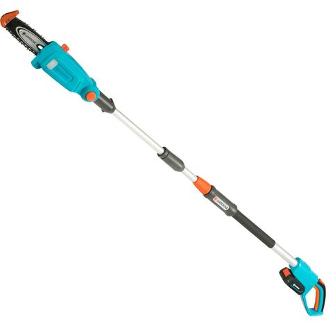 GARDENA Cortarramas telescópico a batería TCS 20 cm / 18V POWER FOR ALL cargador y batería incluidos, sierra de altura hasta 4 m, 20 cm longitud espada, cabezal flexible y correa transporte (14770-20) (1/5)