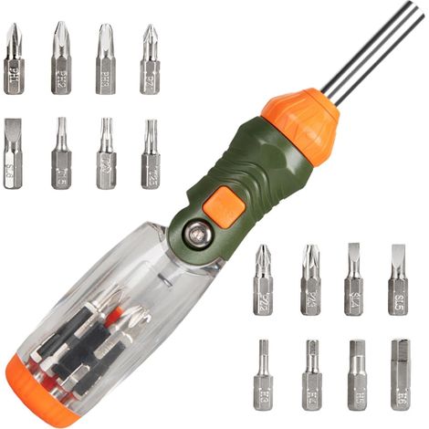 Coffret d'outils de vissage à cliquet Tournevis d'électroménager Petit tournevis domestique pour Bricoleurs, Mécaniciens, Électriciens, Monteurs de Meubles, Amateurs, Techniciens, Vélos, (1/5)