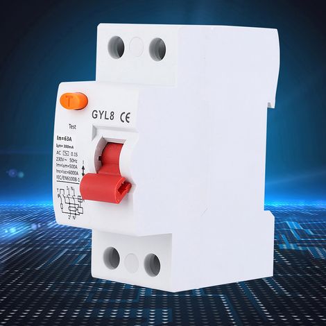GYL8 Leitungsschutzschalter 2P 230VAC 50/60Hz IP20 Fehlerstromschutzschalter 2P-63A-300mA (1/5)