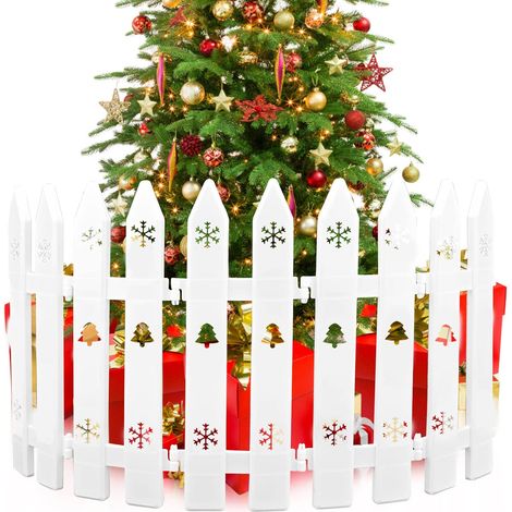 Lot de 20 Clôtures en Plastique Blanc pour Noël 30 x 10 cm - Arbre de Noël Picket Fence, Clôture de Jardin Amovible pour Mariage, Fête, Micro Paysage et Décoration (1/5)