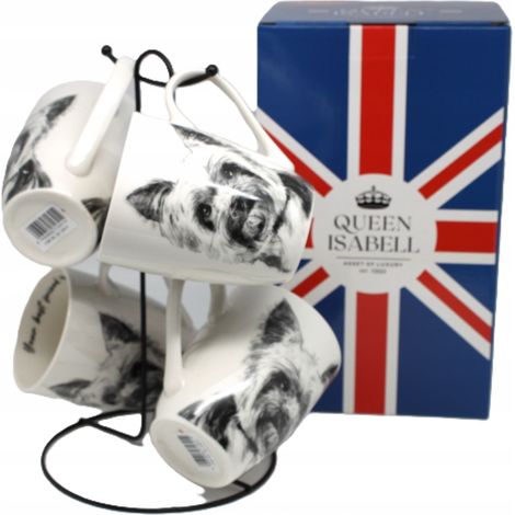 Juego exclusivo de 4 tazas SOBRE un soporte CON motivo de Yorkshire terrier (1/5)