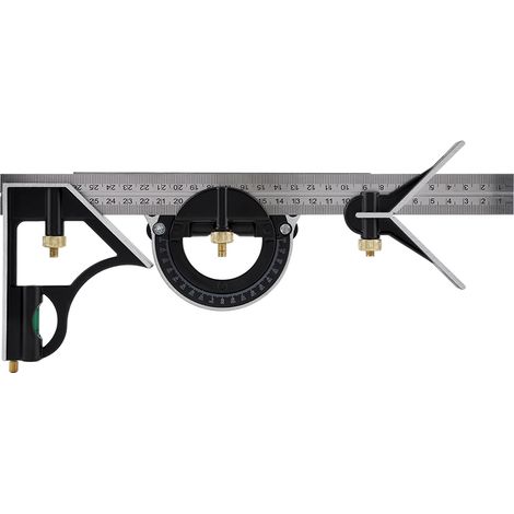 Règle Équerre Réglable en Métal 300mm - Outil de Mesure de Précision pour Ingénierie (Noir) (1/5)