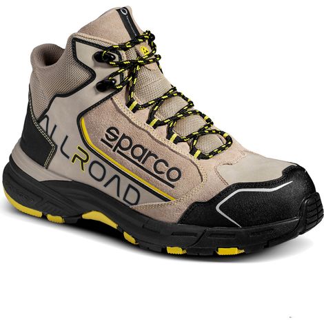 Chaussures de se'curite' Sparco Allroad Stone Taupe/Jaune pointure 38 S3 en nubuck et daim hydrofuge avec embout non magne'tique Tan/Giallo 38 (1/4)